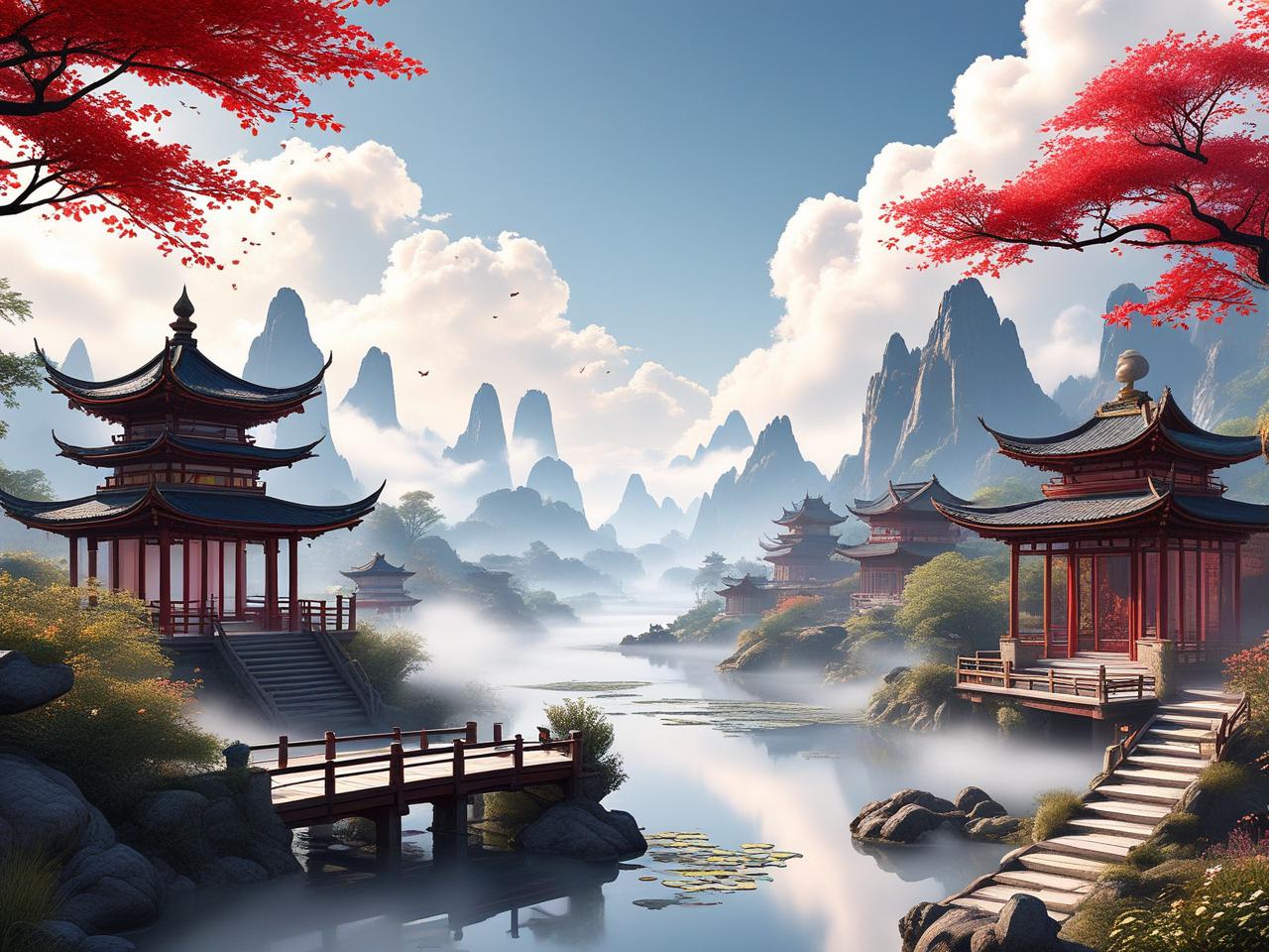 手游梦幻诛仙图片大全，精美截图与游戏风景一览